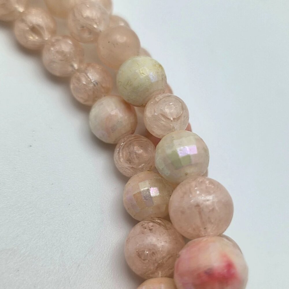 Vintage Coro Pink Lucite Bead Necklace Multi Strand Graduated AB Disco Ball 17 I - Picture 7 of 10